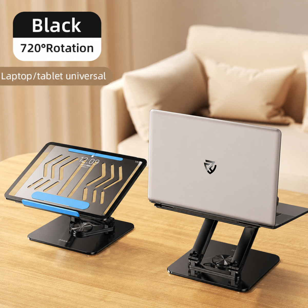 Rtako Rs Cp84 Laptop Stand 2 Level Adjustable Laptop Stand With 360 3d Roating Base Black
