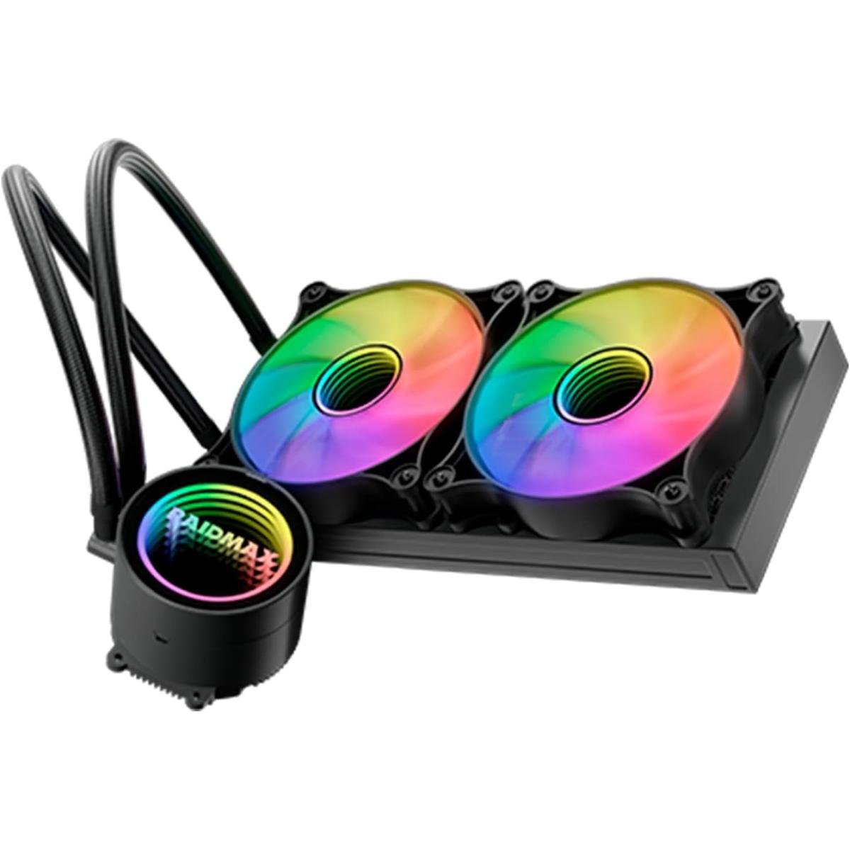 Raidmax Infinita Ls240 Aio Water Cooling System 240mm Argb/rgb Light Pwm Compatible With Intel & Amd Cpu Socket . Black