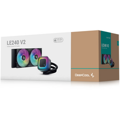 DeepCool LE240 V2 Liquid CPU Cooler, 240mm Radiator, 2x 120mm Pre-Installed ARGB Fan, 2100 RPM Fan Speed, 75.89 CFM Fan Airflow, Hydro Bearing Type, Anti-Leak Technology, Black