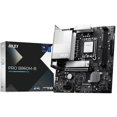 MSI PRO B860M-B mATX - Supports Intel Core Ultra Processors (Series 2), LGA 1851 - Dire 6 Phases, DDR5 Memory Boost (9066+ MT/s OC), PCIe 5.0 x16, M.2 Gen5, 5G LAN