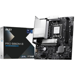 MSI PRO B860M-B mATX - Supports Intel Core Ultra Processors (Series 2), LGA 1851 - Dire 6 Phases, DDR5 Memory Boost (9066+ MT/s OC), PCIe 5.0 x16, M.2 Gen5, 5G LAN