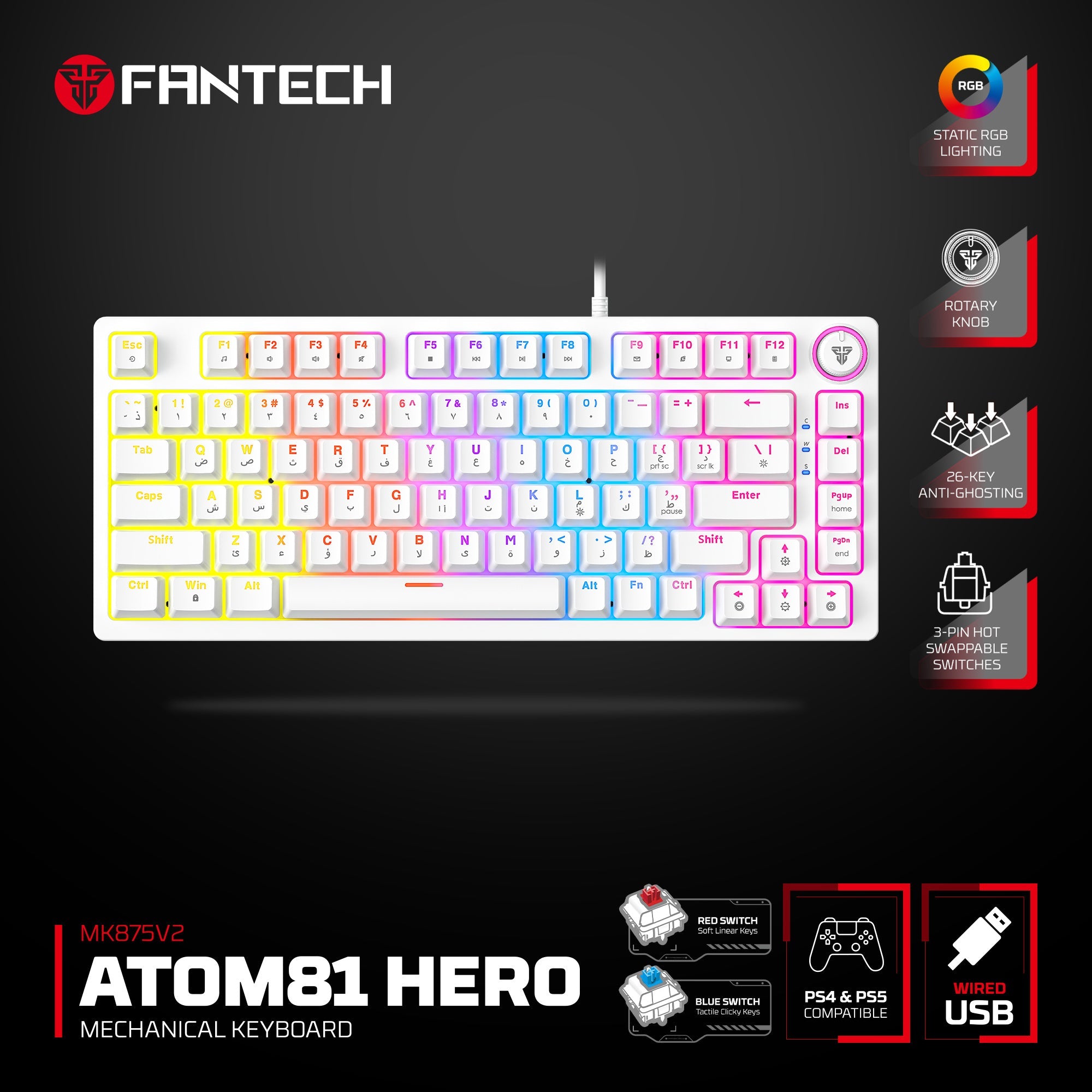 Fantech RGB mechanical gaming keyboard for computer setup