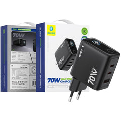 BLUEO Mr. Gorilla LC013 70W GaN 3-Port Smart Display Fast Charger EU - Black