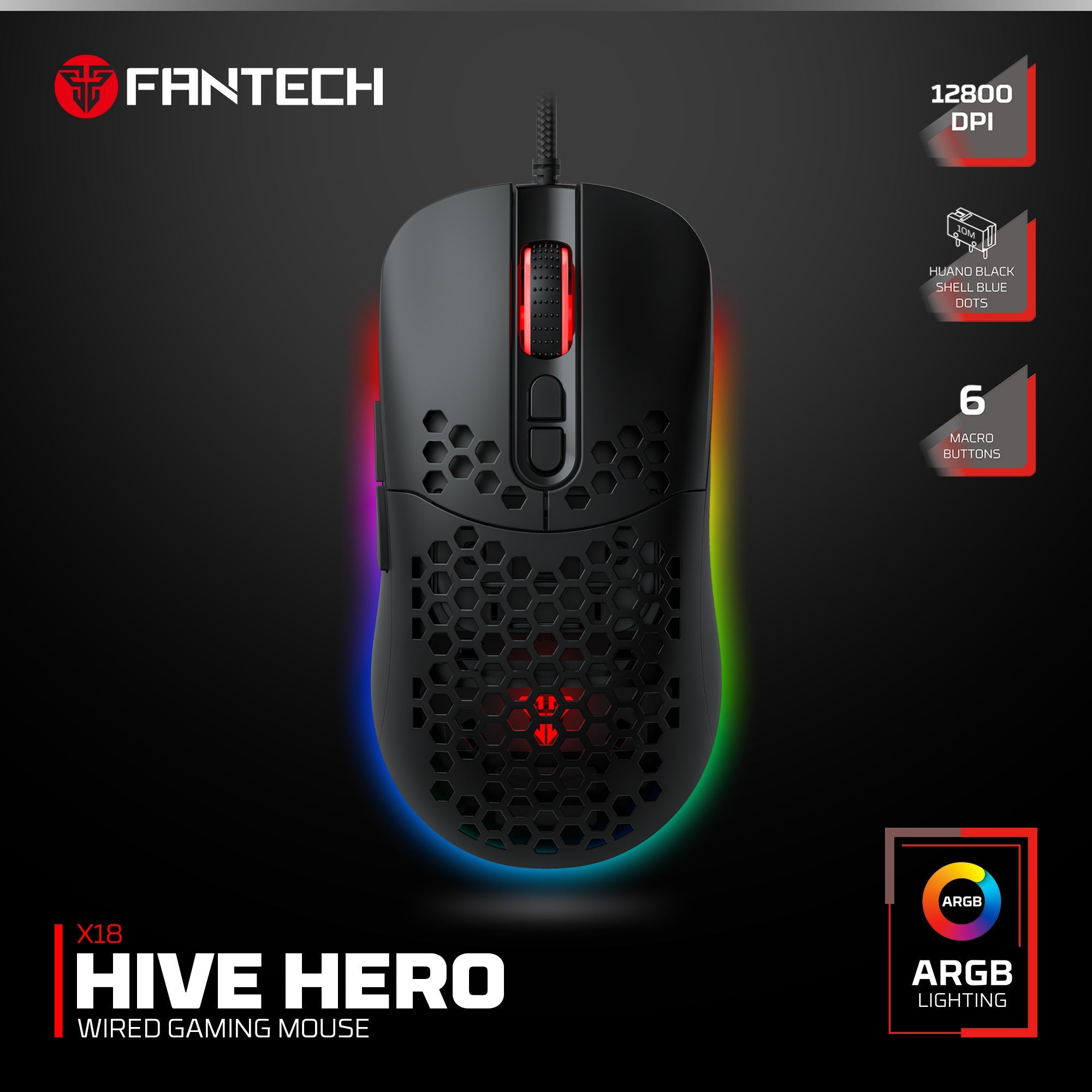 Fantech HERO X18 Gaming Mouse RGB Black Fantech HERO X18 Gaming Mouse RGB Black