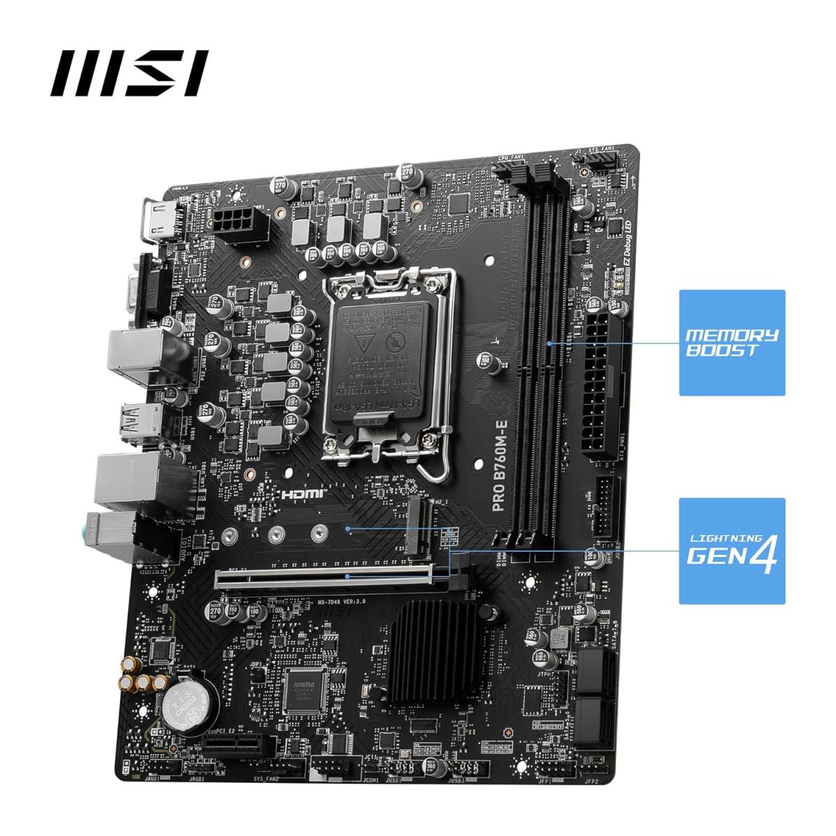 MSI PCIe motherboard for desktop computer builds