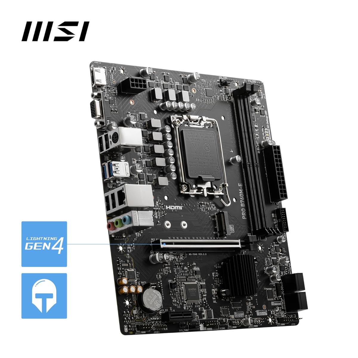MSI PCIe motherboard for desktop computer builds