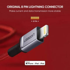 Ugreen 80635 Usb A To Lightning Fast Charging Braided Cable 1m