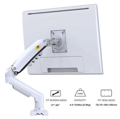 NORTH BAYOU F80 MONITOR DESK MOUNT STAND FULL MOTION FOR 17-30-inch MONITORS - WHITE