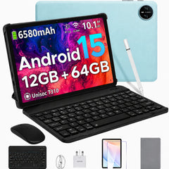 DOOGEE Tab A9 VIB Edition (2025) 10.1" Android WIFI Tablet (64GB Storage / 4GB + 9GB Shared Memory) Bundle (Keyboard + Mouse + Pen + Cover + Screen Protector) , Blue