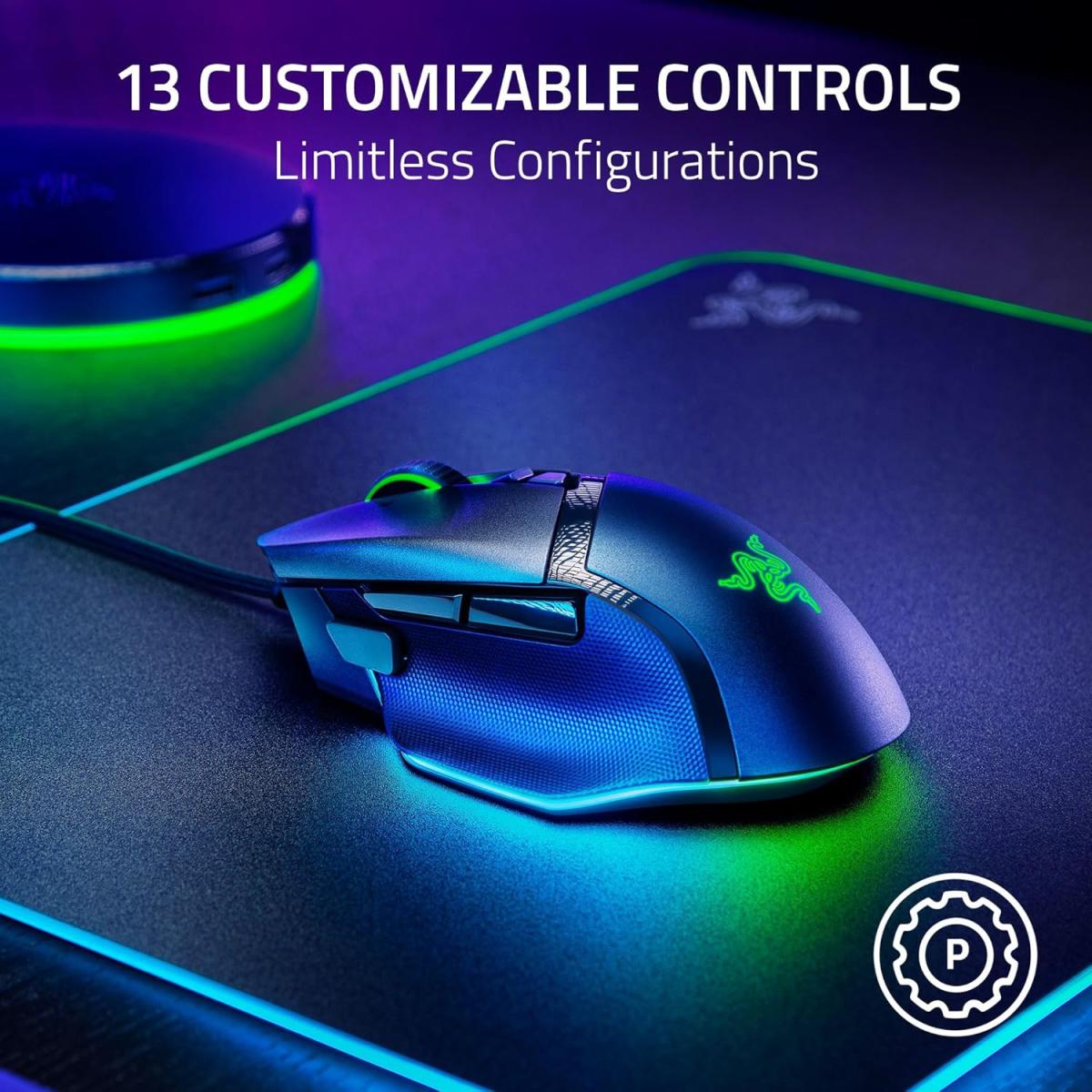 Razer Basilisk V3 35k Wired Gaming Mouse, Right Handed, Focus Pro 35k Optical Sensor Gen 2, 35000 Max Dpi, Optical Mouse Switches Gen 3, 4 Way Razer Hyperscroll Tilt Wheel, Black Razer Basilisk V3 35k Wired Gaming Mouse, Right Handed, Focus Pro 35k Optical Sensor Gen 2, 35000 Max Dpi, Optical Mouse Switches Gen 3, 4 Way Razer Hyperscroll Tilt Wheel, Black