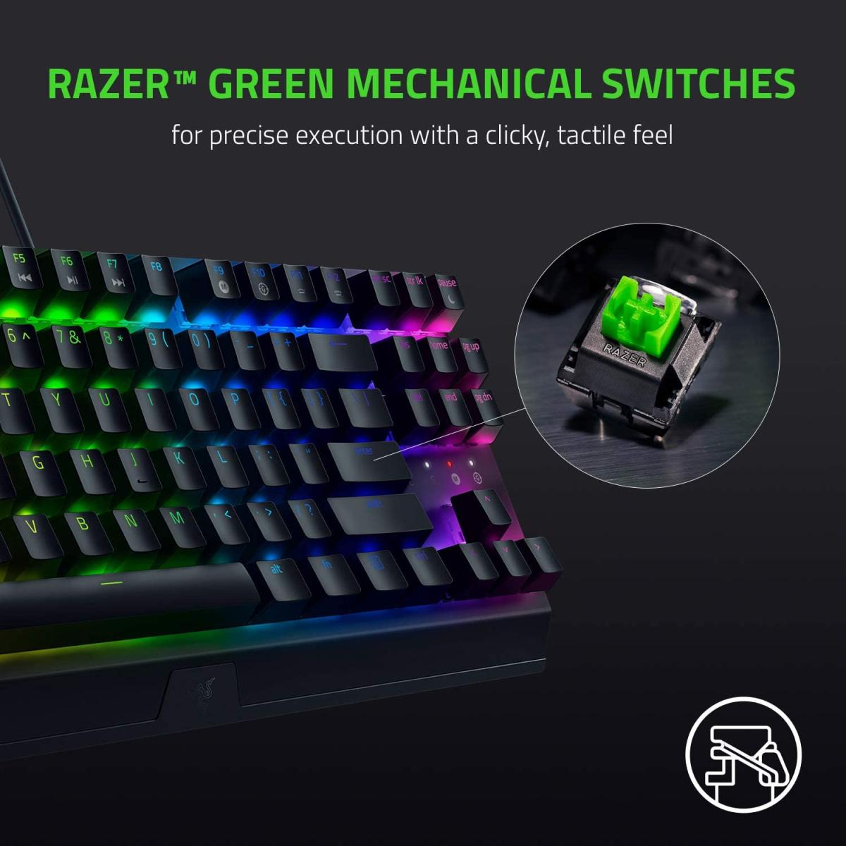 Razer Blackwidow V3 Tenkeyless Tkl Mechanical Gaming Keyboard: Green Mechanical Switches Taile & Clicky Chroma Rgb Lighting Compa Form Faor Programmable Macros Razer Blackwidow V3 Tenkeyless Tkl Mechanical Gaming Keyboard: Green Mechanical Switches Taile & Clicky Chroma Rgb Lighting Compa Form Faor Programmable Macros
