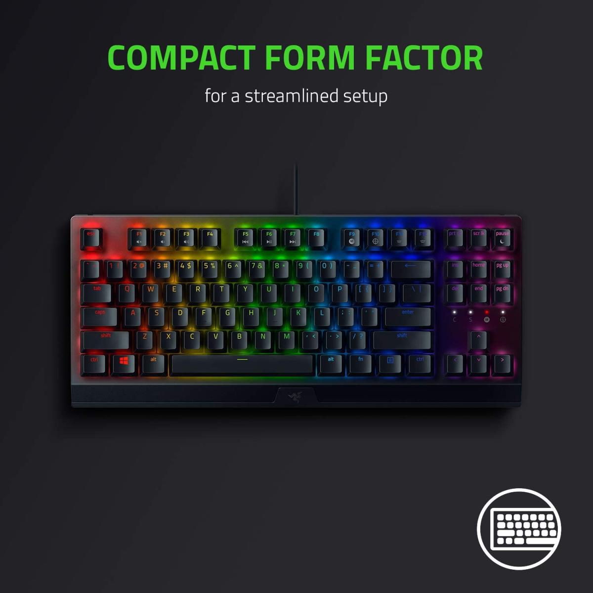 Razer Blackwidow V3 Tenkeyless Tkl Mechanical Gaming Keyboard: Green Mechanical Switches Taile & Clicky Chroma Rgb Lighting Compa Form Faor Programmable Macros Razer Blackwidow V3 Tenkeyless Tkl Mechanical Gaming Keyboard: Green Mechanical Switches Taile & Clicky Chroma Rgb Lighting Compa Form Faor Programmable Macros