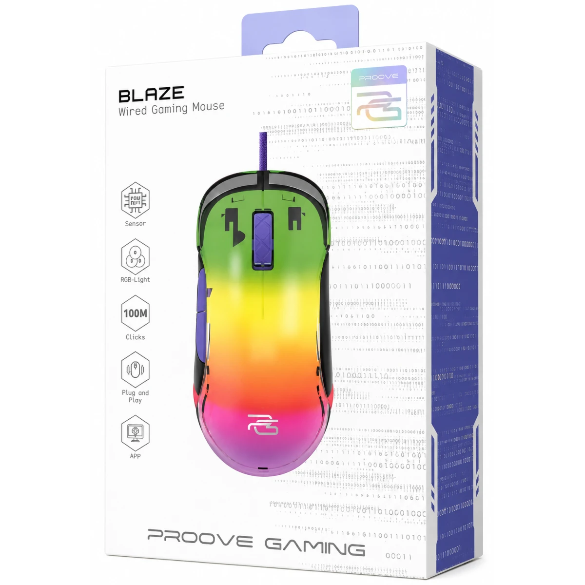 Proove Gaming Blaze Wired Gaming Mouse 12000 DPI - Black/Purple