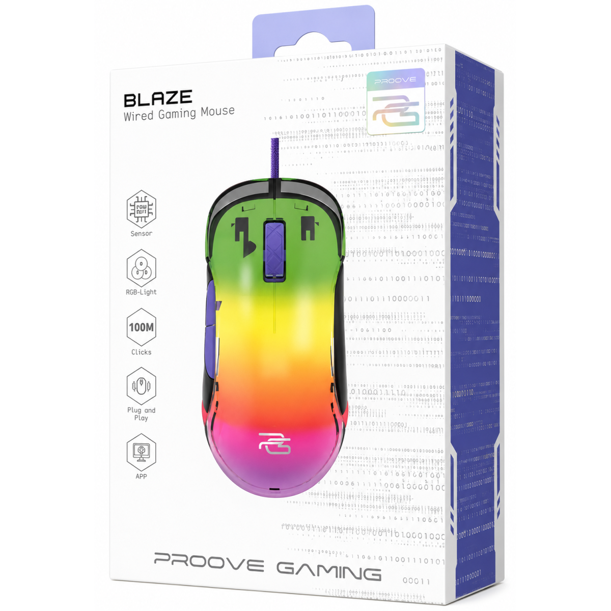 Proove Gaming Blaze Wired Gaming Mouse 12000 DPI - Black/Purple