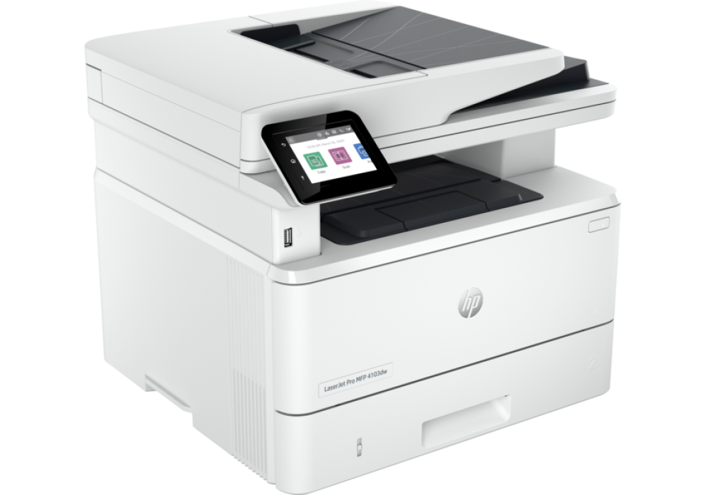 HP LaserJet Pro MFP 4103fdn Printer Black Laser Multifunction 3-In-One Wireless & Network Printer (Print, copy, scan, fax) - White