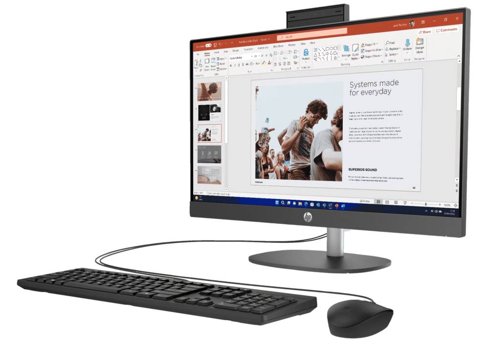 AIO HP ProOne 240 G10 All-in-One Desktop PC, Intel® Core i5-1334U 10-Cores, 8GB RAM DDR4 (Upgradable), 512 GB M.2 SSD, 23.8" IPS FHD Display - Black