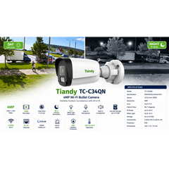 Tiandy TC-C34QN I5W/WIFI/Eu/4mm/V4.0 4MP Fixed IR Wi-Fi Bullet Camera