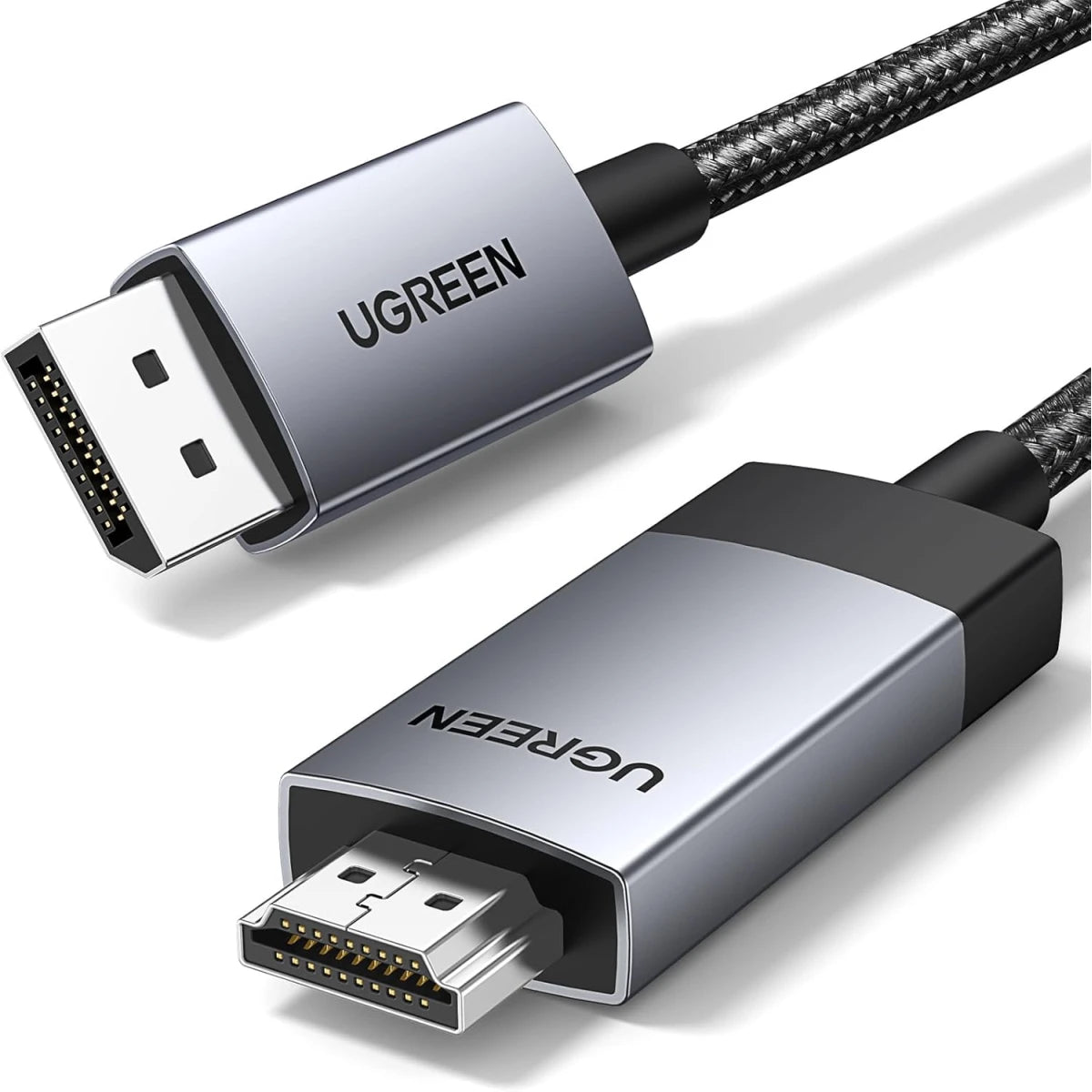 UGREEN 4K@60Hz DisplayPort to HDMI Cable HDR Active DP 1.2 to HDMI 2.0 Cord Aluminum Braided Uni-Directional Display Port to HDMI Converter 6.6FT Compatible with Monitor, Projector, Dell, Lenovo, HP