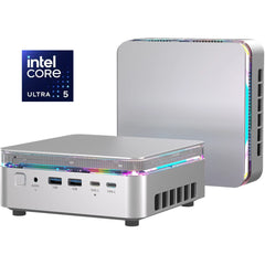 ACEMAGIC F3M (2025) Mini AI PC Barebone Intel Core Ultra 5 125H 14-Cores High-Performance Processor w/ Supporting up to 3 Displays & 2 Lan , Silver