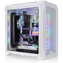 Thermaltake e C700 Air Snow Atx Mt Pc Case, Centralized Thermal Eficiency, Tempered Glass Side Panel, Up To 360mm Aio & 3*140mm Pre Inst Fans, Usb 3.2 Type C*1, Usb 3.0*2, White - CompuMe