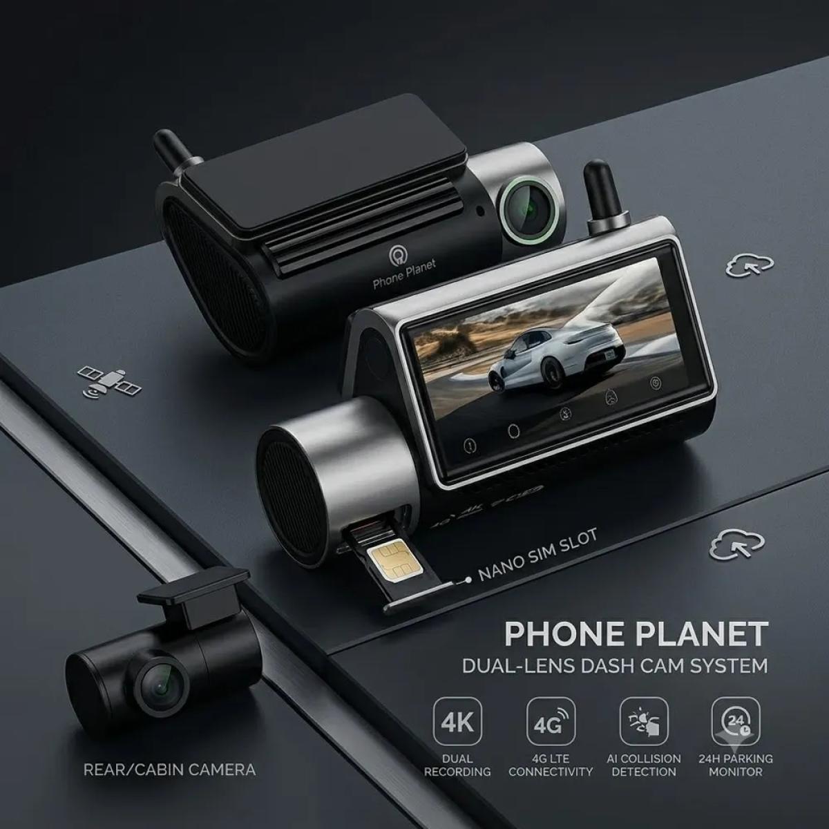 Phone Planet PP-DC06 4G 4K + 1080P Car Dash Cam with GPS