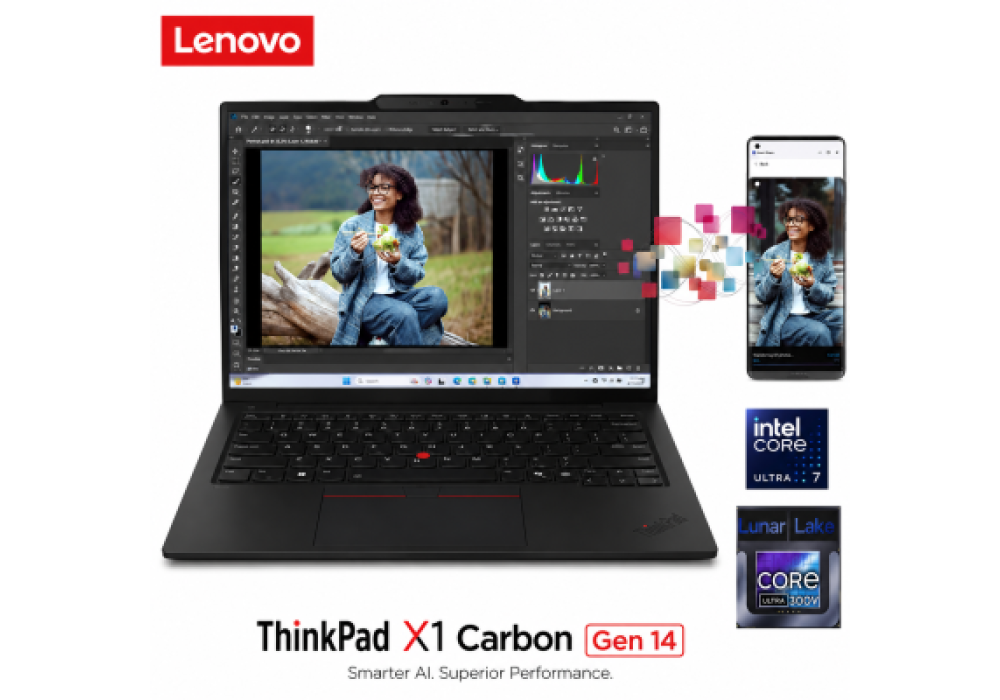 Lenovo ThinkPad X1 Carbon Gen 14 Aura Edition Laptop - Intel Core Ultra 7 355, Up to 49 TOPS, 32GB LPDDR5X, 1TB PCIe 4.0 SSD, 14″ FHD IPS Touch, Wi‑Fi 7, Copilot+ PC, Windows 11 Pro, 3 Years Warranty
