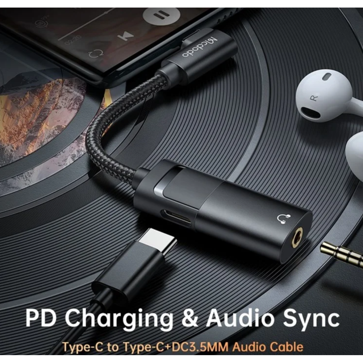 Mcdodo Ca 1880 60w Pd Usb Type C To Usb Type C & Aux Port Cable Mcdodo Ca 1880 60w Pd Usb Type C To Usb Type C & Aux Port Cable