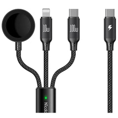 Mcdodo Ca 4940 3 In 1 Charging Cable Usb Type C To Type C + Lighting Series Pd + Apple Watch Wireless Charger, 1.2m Black - CompuMe