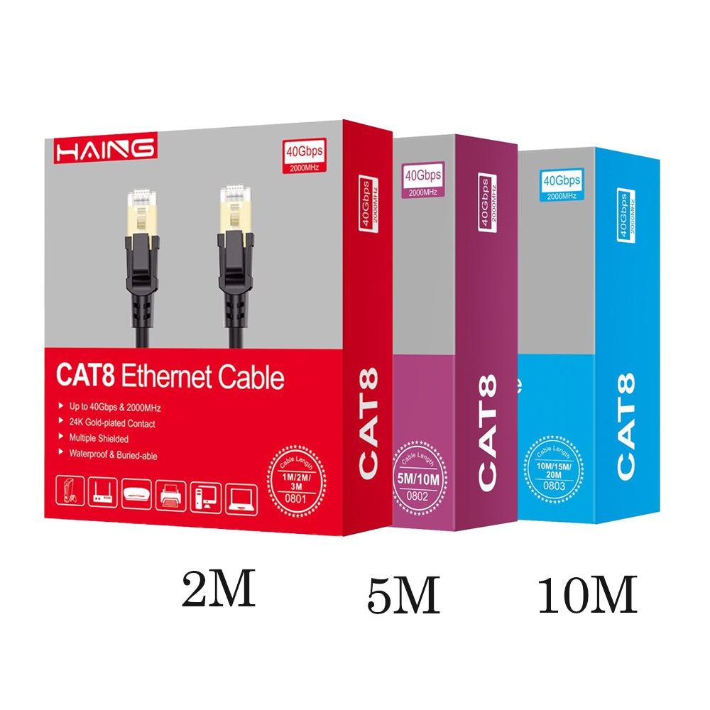 Haing CAT8 Ethernet Cable 40gbps 2000mhz Haing, adapter