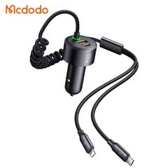 Mcdodo Cc 0370 120w 4 Port Pd Pps Car Charger With Two Wire Light For Laptop Mobile Phone Smartwatch - CompuMe
