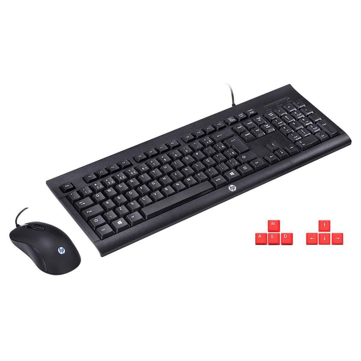 HP KM100 USB Wired Gaming Waterproof Membrane Keyboard & Mouse Combo with gaming keyboard