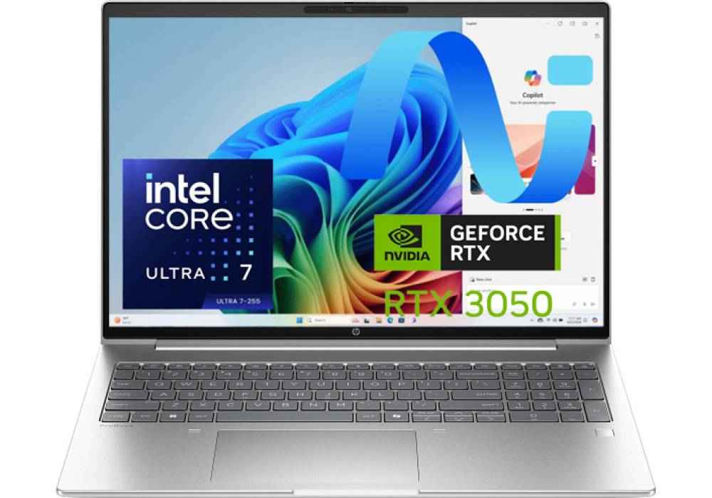 HP ProBook 4 G1i 16" Notebook AI PC Business Laptop, Intel® Core™ Ultra 7 255H, NVIDIA RTX 3050 4GB GDDR6, 24GB DDR5, 1TB SSD, 16" FHD+ (1920 x 1200) IPS, Fingerprint - Pike Sliver Aluminum