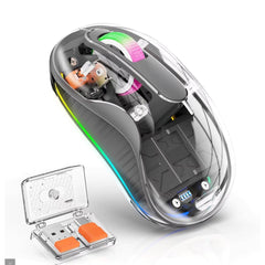 Coteci Dual Receiver Crystal Silent Mouse With Rgb Lights, 5.1 Bluetooth Dual Receiver Usb A & Type C 2.4g 2400 Dpi - CompuMe