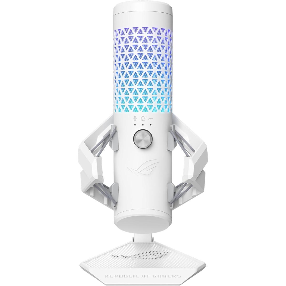 Asus Rog Carnyx Professional Cardioid Condenser Gaming Microphone, 192 Khz / 24 Bit Sampling Rate, High Pass Filter & Built In Pop Filter, Touch Mute, Aurasync Rgb Lighting, White Asus Rog Carnyx Professional Cardioid Condenser Gaming Microphone, 192 Khz / 24 Bit Sampling Rate, High Pass Filter & Built In Pop Filter, Touch Mute, Aurasync Rgb Lighting, White