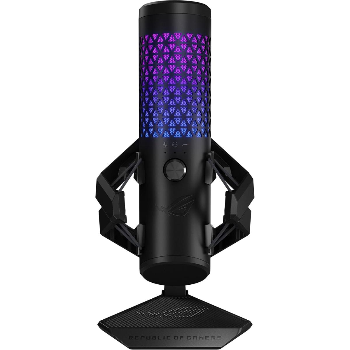 ASUS ROG Carnyx Professional Cardioid Condenser Gaming Microphone, 192 kHz / 24-bit Sampling Rate, High-pass Filter & Built-in Pop Filter, Touch Mute, AuraSync RGB Lighting, Black