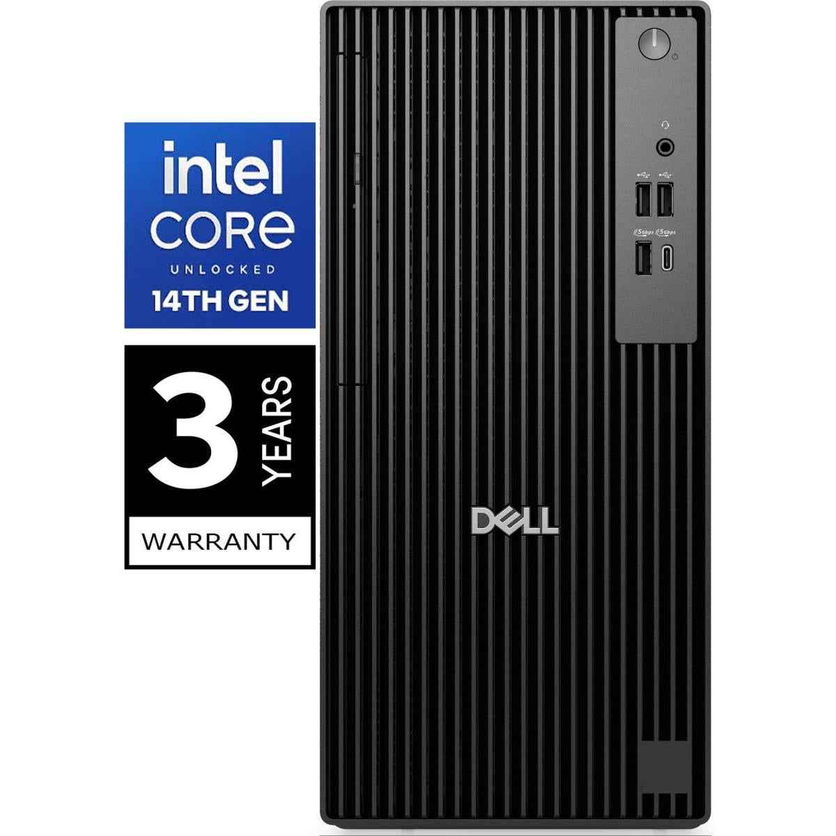 Dell Pro Tower Q1250 (2025) 14gen Intel Core I7 14700 20 Cores Tower High Performance Desktop & 3 Years Warranty Black