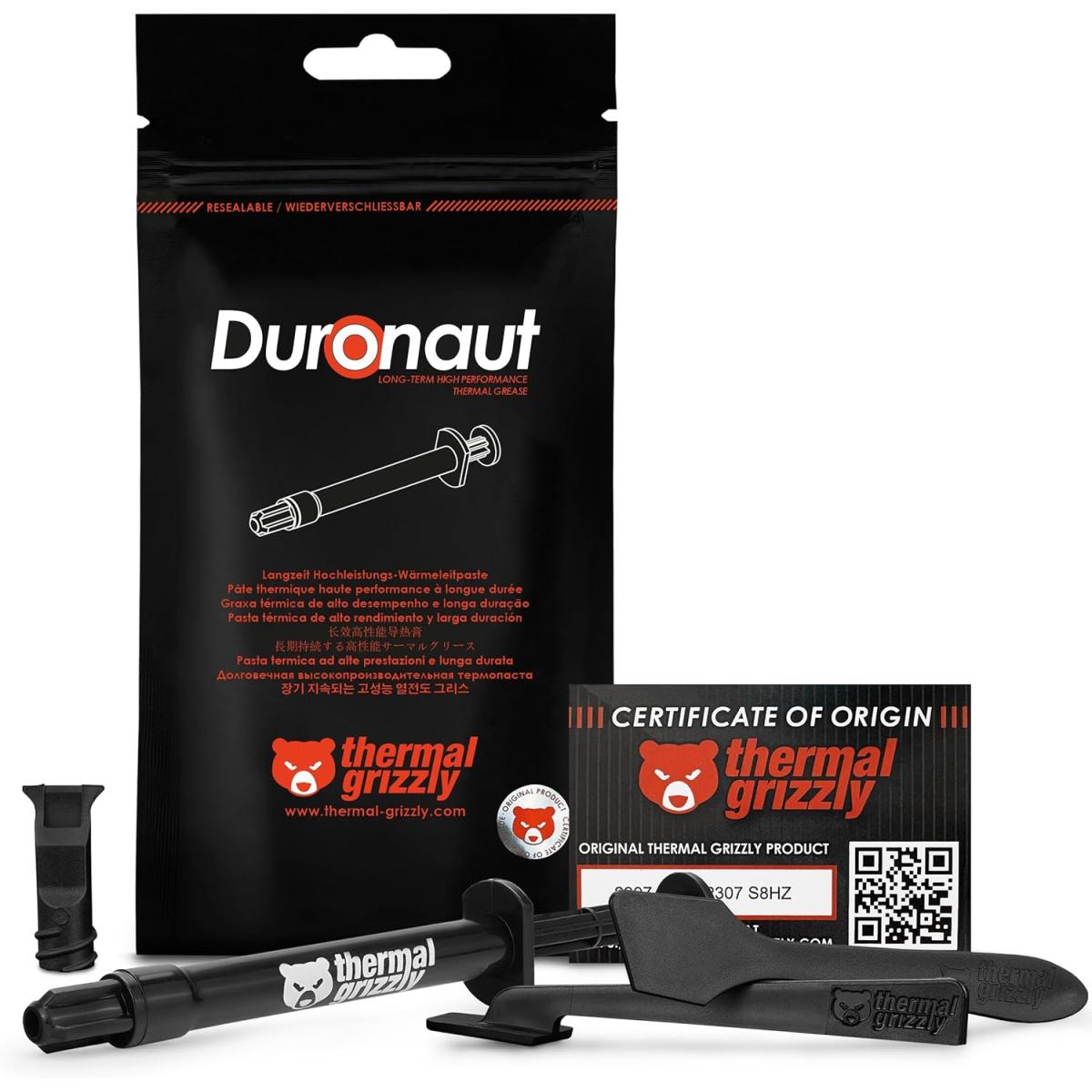 Thermal Grizzly Duronaut - 2 Gram - Enhanced Durability & High Performance Thermal Paste - for Maximum Thermal Conductivity While Overclocking CPU/GPU/PS4/PS5/Xbox