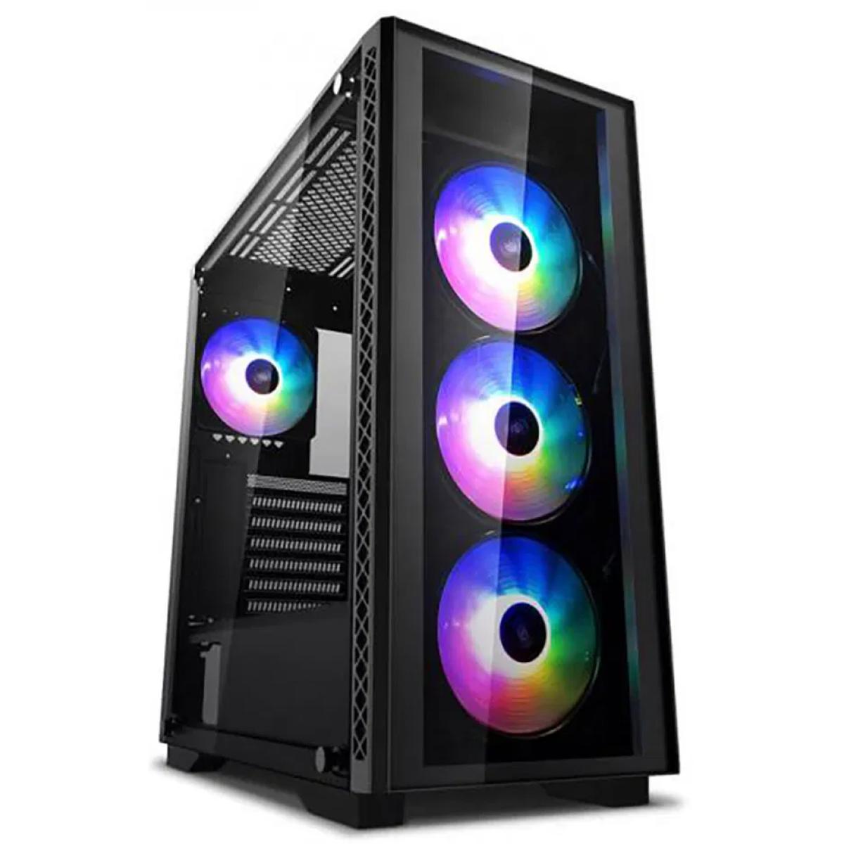 Deepcool Matrexx 50 Tempered Glass Side & Front Panel Gaming Case W/ 4x Argb Fan Black
