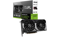 ASUS Dual GeForce RTX 5060 Ti 8GB GDDR7 OC Edition 128-Bit Memory, 2602 MHz Boost Clock, 28 Gbps Memory Speed, 4608 CUDA Cores