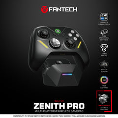 Fantech ZENITH PRO Wireless Gamepad RGB Multi-Platform Hall-Effect Game Controller with Charging Dock