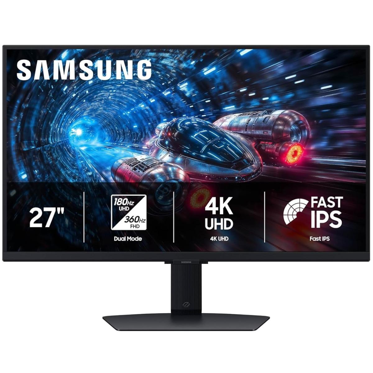 SAMSUNG Odyssey G7 G70F 27" Fast IPS Dual Mode (4K 180Hz or FHD 360Hz) 1ms HDR10+ Flicker Free Eye Saver Mode G-SYNC Compatible Ajdustable Stand w/ HDMI 2.1 & Display Port