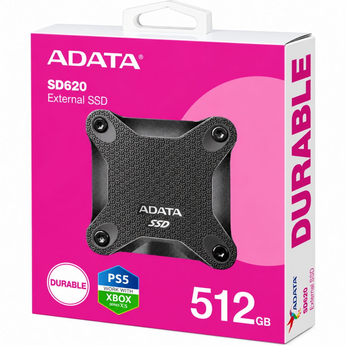 ADATA SD620 512GB External SSD USB 3.2 Gen2 MIL-STD 1.22m Drop Rugged Design - Black