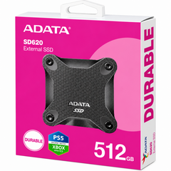 ADATA SD620 512GB External SSD USB 3.2 Gen2 MIL-STD 1.22m Drop Rugged Design - Black