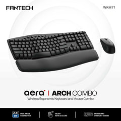 Fantech Wkm71 Aera Wireless Ergonomic Keyboard And Mouse Arch Combo