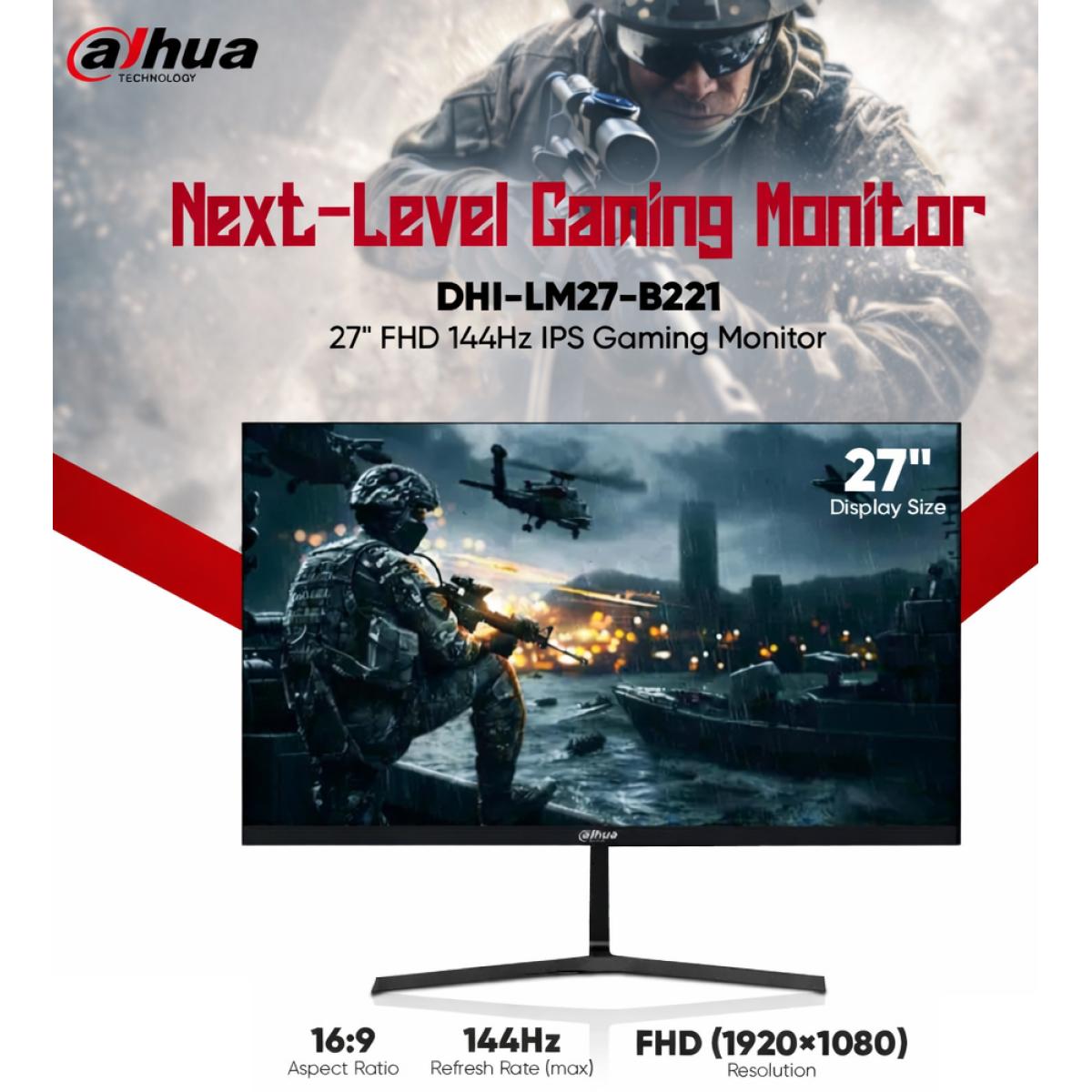 Dahua LM27-B221S 27” IPS Full HD 144Hz 1ms Anti-blue Light Design 99% sRGB HDMI & Display Port Interface w/ Multimedia Speakers - Black