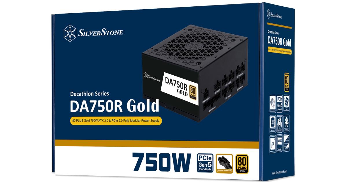 SilverStone DA750R Gold 750W (ATX 3.1) PCIE 5.1 (12V-2x6) 80 Plus Gold Full Modular - High Performance Power Supply
