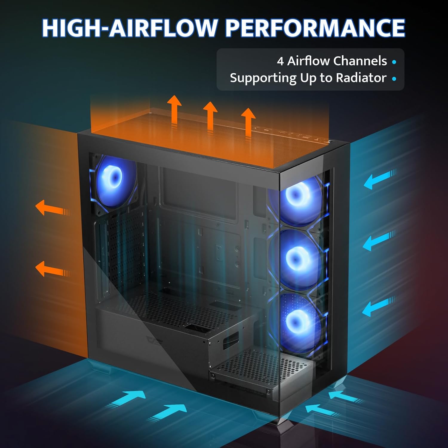 Case Darkflash (DS900) Atx Mid - tower Case 6fan ARGB, monitor