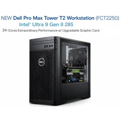 Dell Pro Max Tower T2 Workstation FCT2250 (2025) NEW Intel® Ultra 9 Gen II 285 vPro 24-Cores Extraordinary Performance w/ Upgradable Graphic Card & 3 Years Warranty - Black