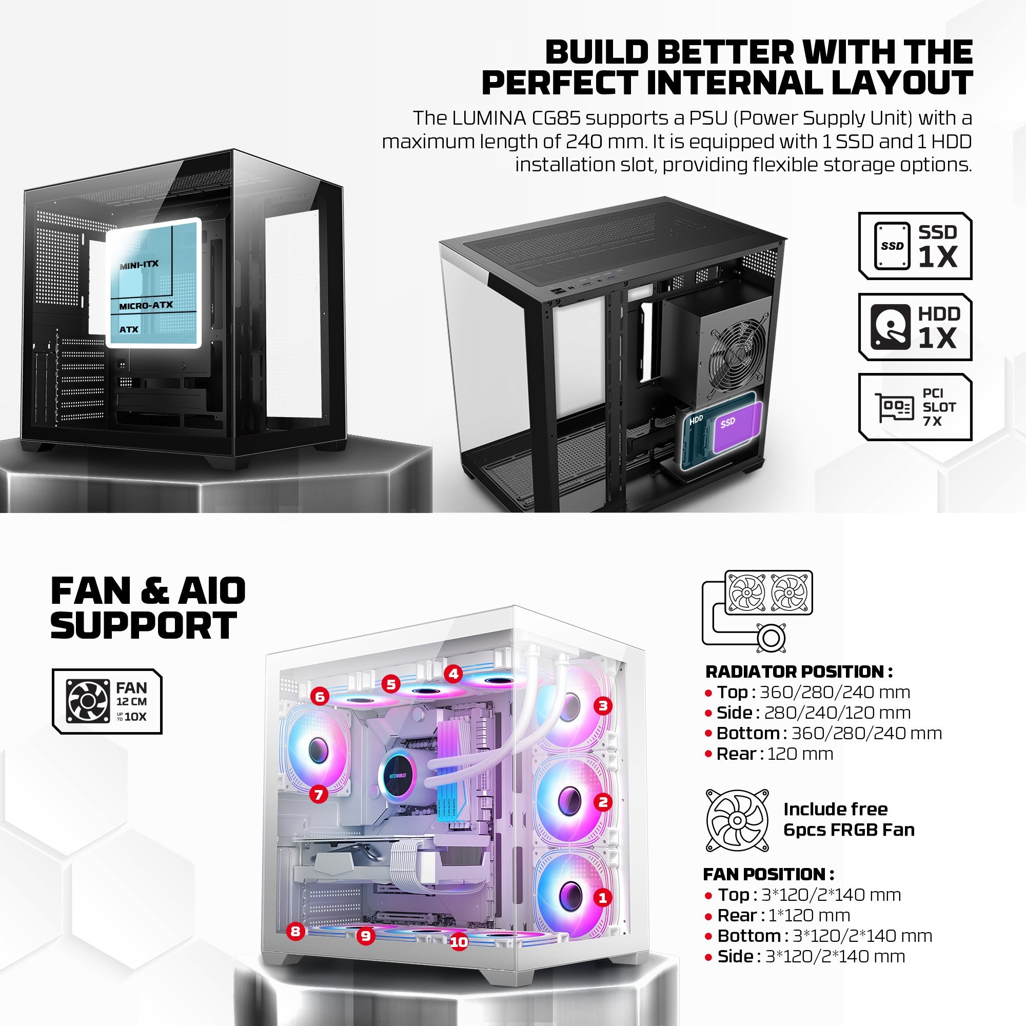 Fantech PC case for desktop computer builds and component installation