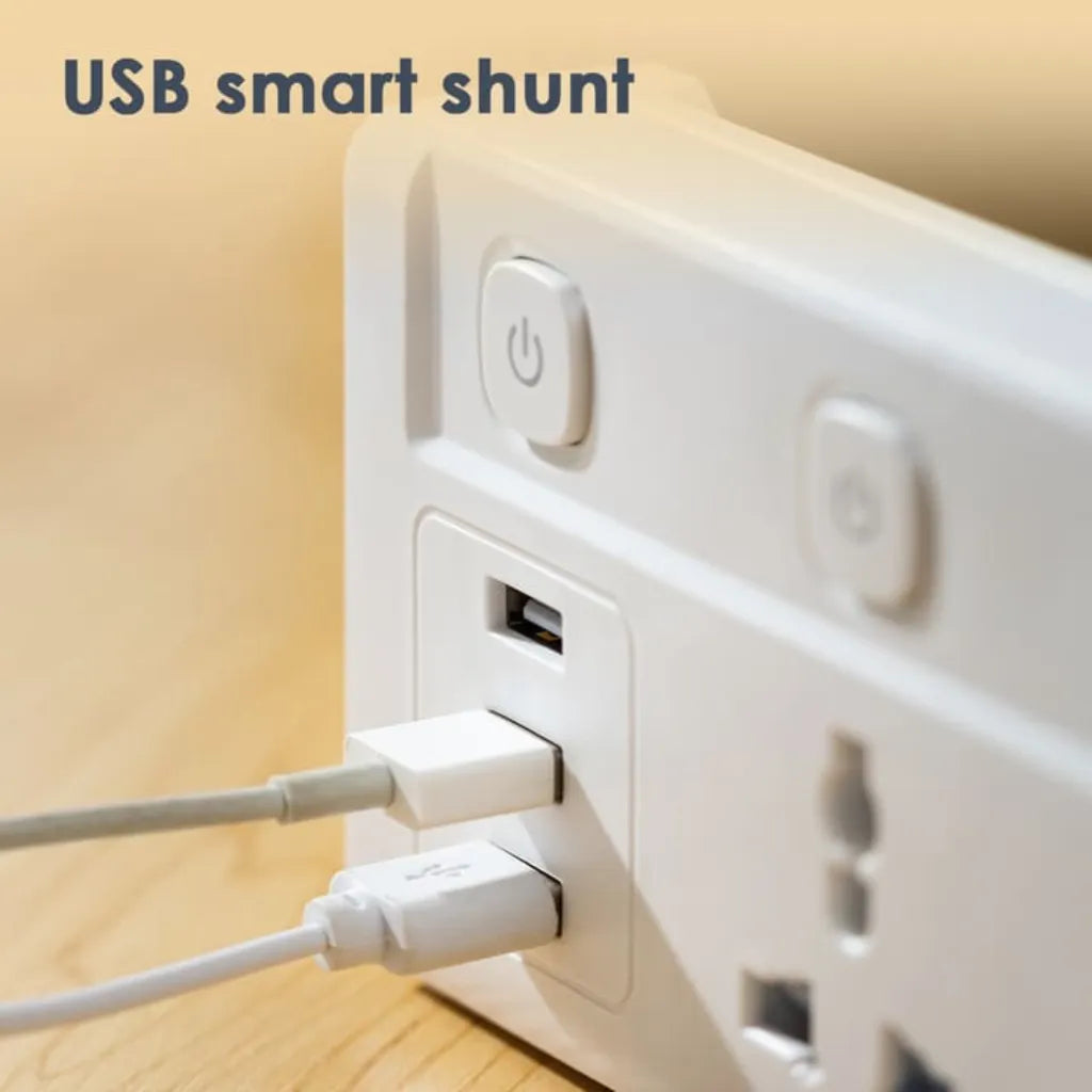 Deli ET409 Power Strip - 2 inputs + 3 USB ports , 2M